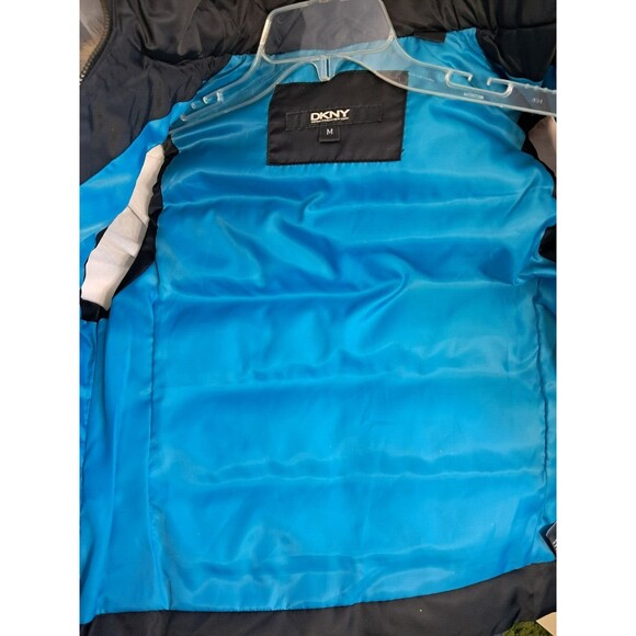 DKNY Womens Goose Down Sleeveless Jacket Waistcoat Vest Blue Black Medium - Picture 6 of 11